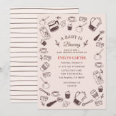 Verstrooide Handgetekende Café Baby Shower Kaart (Voorkant / Achterkant)