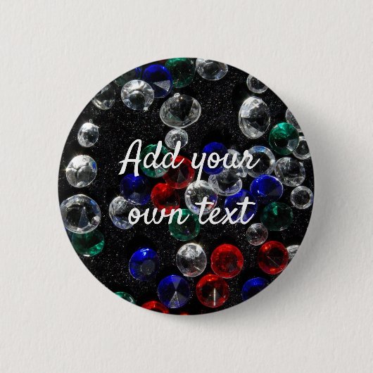 Verstrooide juwelen en edelstenen op maat ronde button 5,7 cm (Voorkant)