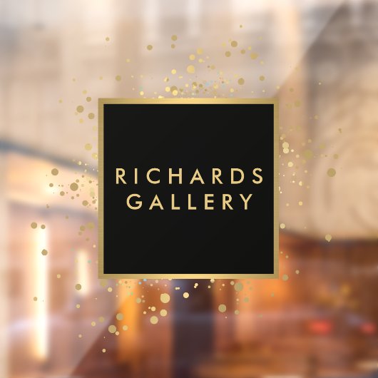 Verstrooide Nep Gouden Confetti Zwart/Transparant Raamsticker (Vel 2)