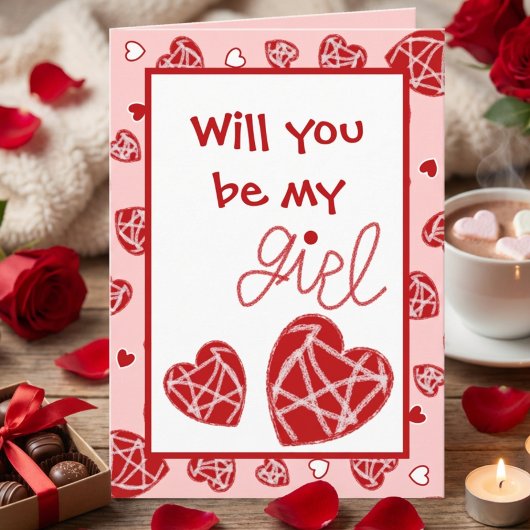Verstrooide Rode Hartjes Valentijnskaart Kaart