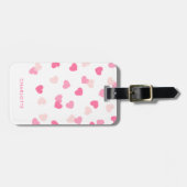 Verstrooide Roze Harten Confetti Bagagelabel (Voorkant horizontaal)