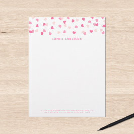 Verstrooide Roze Harten Confetti Briefhoofd