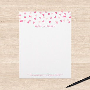 Verstrooide Roze Harten Confetti Briefhoofd