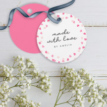 Verstrooide Roze Harten Confetti Gemaakt Met Liefd