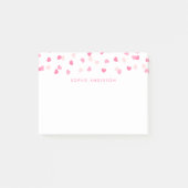 Verstrooide Roze Harten Confetti Post-it® Notes (Voorkant)