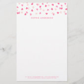 Verstrooide Roze Hartjes Confetti Briefpapier (Voorkant)