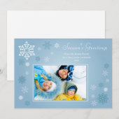 Verstrooide Sneeuwvlokken Kerstkaart (blauw) (Voorkant / Achterkant)