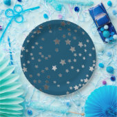 Verstrooide sterren op blauw papieren bordje (Feest)