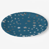 Verstrooide sterren op blauw papieren bordje (Gekanteld)