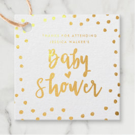 Verstrooide stippen folie baby shower favor tag