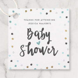 Verstrooide stippen namaak folie baby shower favor bedankjes labels