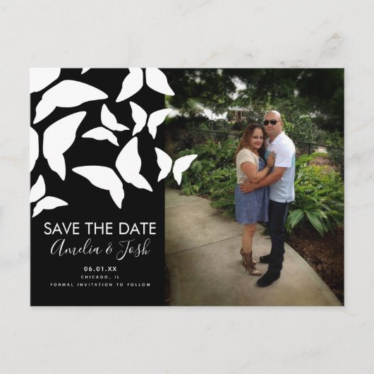 Verstrooide Vlinders Save the Date Fotokaart Briefkaart (Voorkant)