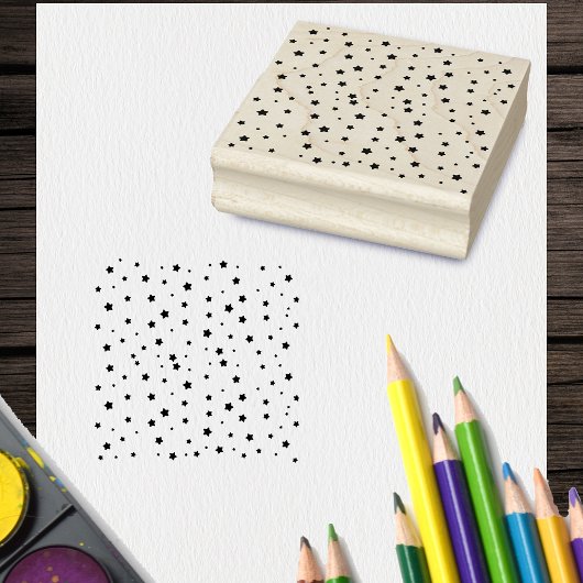Verstrooiing van sterren in verschillende maten vo rubberstempel