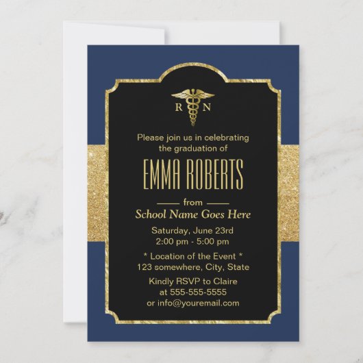 Verstuivingspartij legant marineblauw en goud kaart (Voorkant)