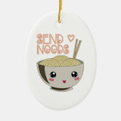 Verstuur Noods Kawaii Ramen Bowl Miso Noodle Soup  Keramisch Ornament (Voorkant)