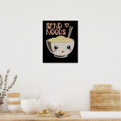 Verstuur Noods Kawaii Ramen Bowl Miso Noodle Soup  Poster (Keuken)