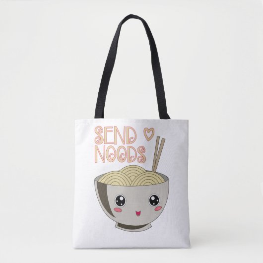 Verstuur Noods Kawaii Ramen Bowl Miso Noodle Soup Tote Bag (Voorkant)