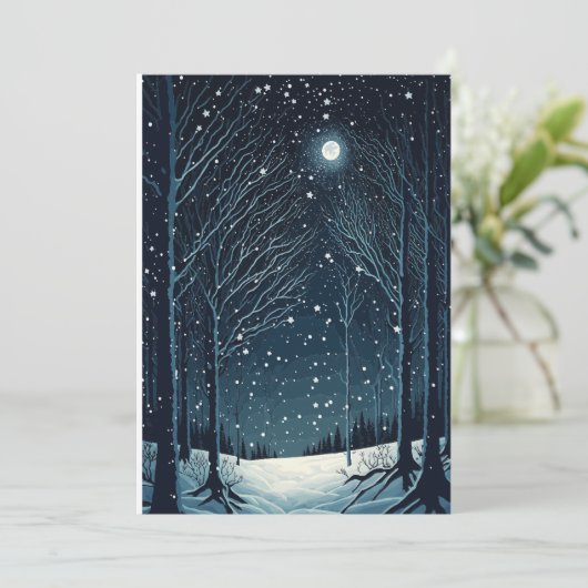 Verstuur warme wensen onder een magische winterhem feestdagenkaart (Staand voorkant)