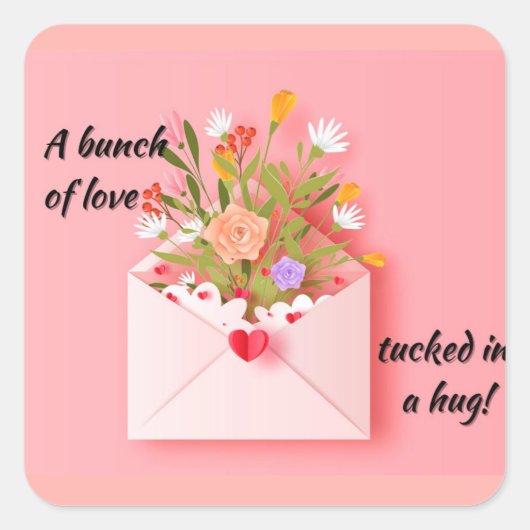 Verstuur wat liefde en een knuffel. vierkante sticker (Voorkant)