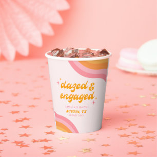 Versuft & Betrokken Groovy Roze & Oranje Bachelore Papieren Bekers