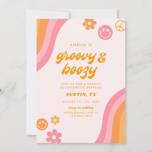 Versuft & Betrokken Roze & Oranje Bachelorette 4 D Kaart (Voorkant)