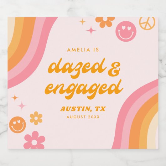 Versuft & Betrokken Roze & Sinaasappel Sparkling Wijnetiket (Enkel label)