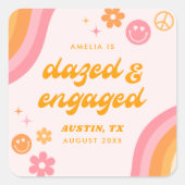 Versuft & Betrokken Roze & Sinaasappel Vierkante Sticker (Voorkant)