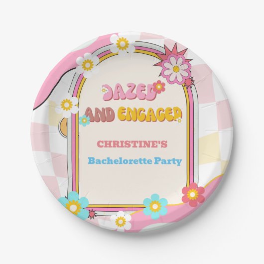 Versuft en betrokken Bachelorette Party Decor 70's Papieren Bordje (Voorkant)