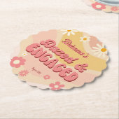 Versuft en betrokken groovy retro daisy vrijgezell kartonnen onderzetters (Gekanteld)