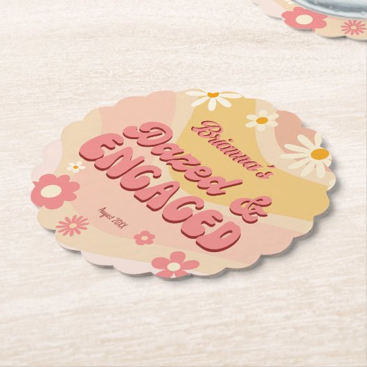 Versuft en betrokken groovy retro daisy vrijgezell kartonnen onderzetters (Gekanteld)