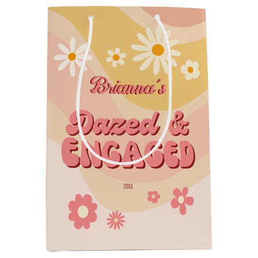 Versuft en betrokken groovy retro daisy vrijgezell medium cadeauzakje (Voorkant)