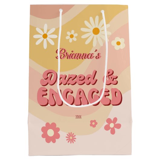 Versuft en betrokken groovy retro daisy vrijgezell medium cadeauzakje (Achterkant)