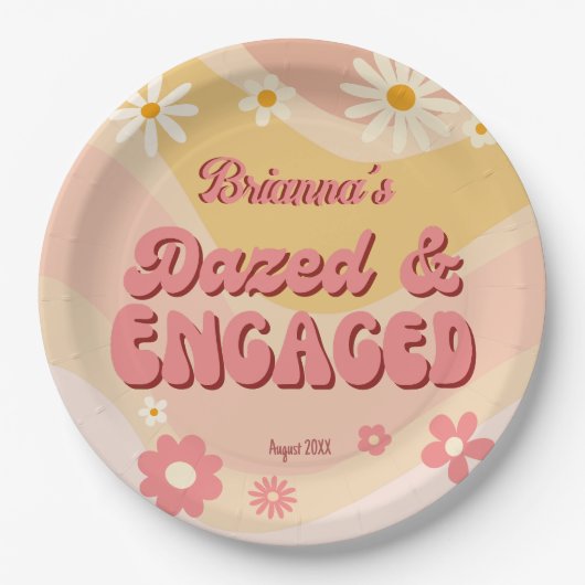 Versuft en betrokken groovy retro daisy vrijgezell papieren bordje (Voorkant)