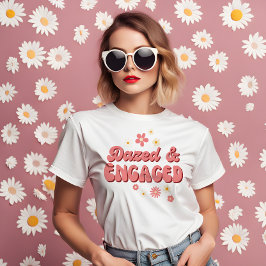 Versuft en betrokken groovy retro daisy vrijgezell t-shirt