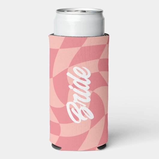 Versuft en verloofd Retro Checkerboard Bachelorett Seltzer Blikjeskoeler (Seltzer Achterkant)