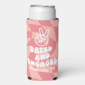 Versuft en verloofd Retro Checkerboard Bachelorett Seltzer Blikjeskoeler (Seltzer Voorkant)