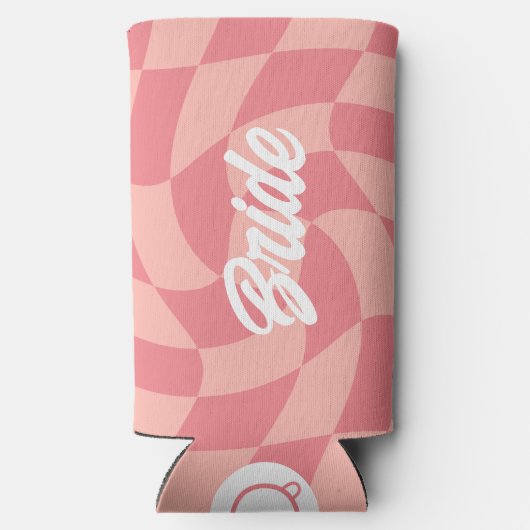 Versuft en verloofd Retro Checkerboard Bachelorett Seltzer Blikjeskoeler (Achterkant)