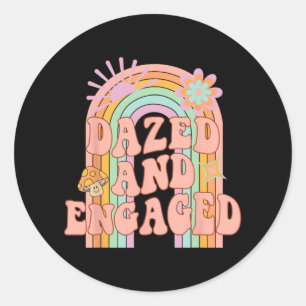 Versufte en verloofde Groovy Rainbow Team Bride Ba Ronde Sticker