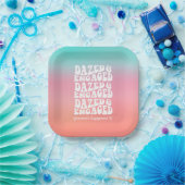 Versufte en verloofde roze Aqua Retro tekst Papieren Bordje (Feest)