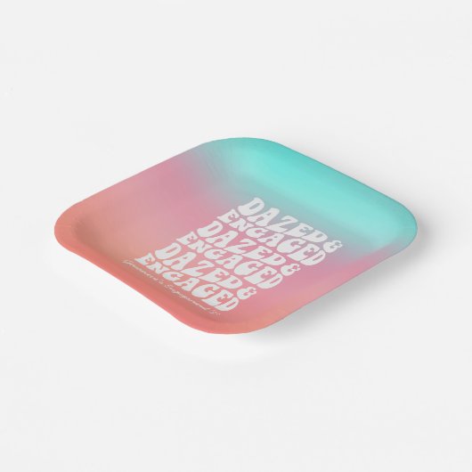 Versufte en verloofde roze Aqua Retro tekst Papieren Bordje (Gebogen)