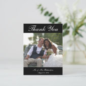 Vert. B&W Aangepaste trouwfoto Dank u Briefkaart (Staand voorkant)