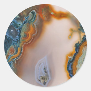 Vertaald Blauwgroen en roest Agate Ronde Sticker