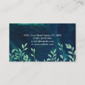 Vertaalde blauwgroen bladeren op verfde textuur visitekaartje (Achterkant)