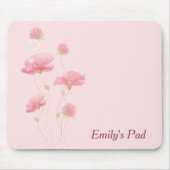 Vertaalde roze bloemen op roze muismat (Voorkant)