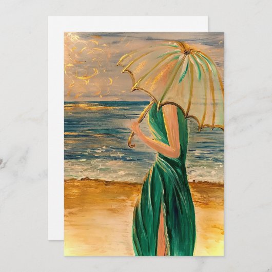 Vertaalde vrouw van het Zee Flat Notecard Bedankkaart (Voorkant / Achterkant)