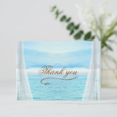 Vertaalde witte gordijnen en oceaanwolken dank je bedankkaart (Staand voorkant)