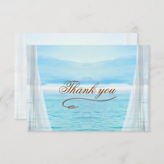 Vertaalde witte gordijnen en oceaanwolken dank je bedankkaart (Voorkant / Achterkant)