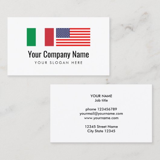 Vertaaldienst Italiaans vertaler Engels Visitekaartje (Voorkant / Achterkant)