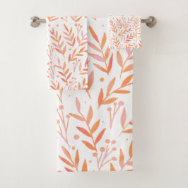 Vertakken de waterverf van pasta's oranje en roze bad handdoek