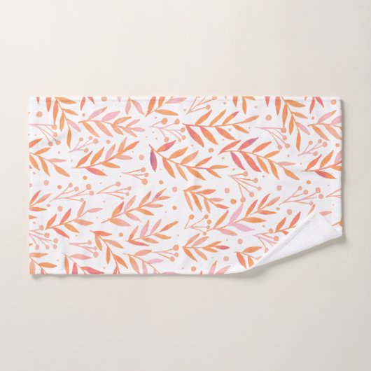 Vertakken de waterverf van pasta's oranje en roze bad handdoek (Handdoek)